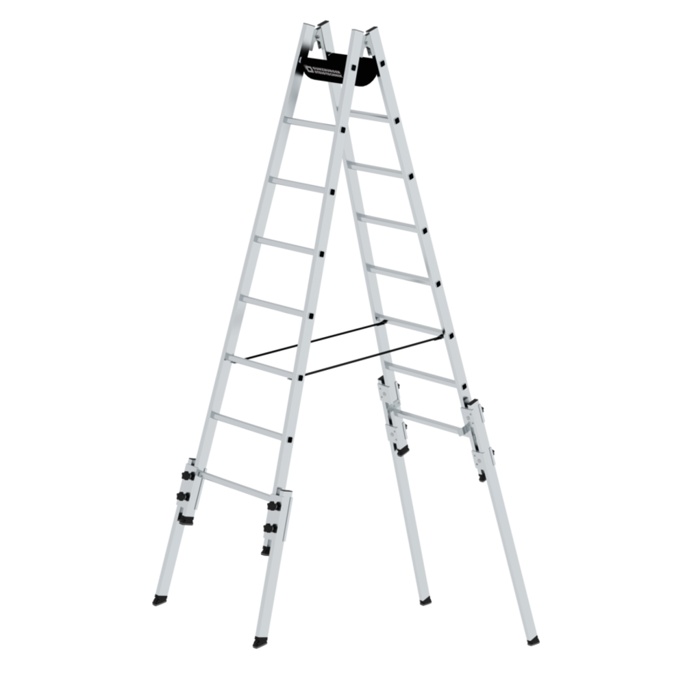 Munk Aluminium telescopische dubbele ladder, 2x8 sporten