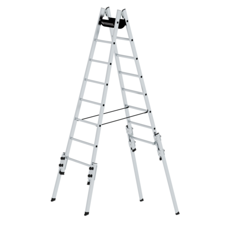 Munk Aluminium telescopische dubbele ladder, 2x8 sporten