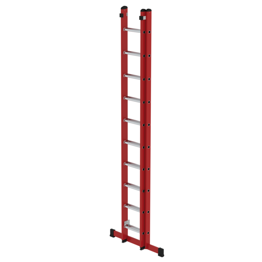 Roossien Volkunststof opsteekladder, 2x10 sporten met stabilisatiebalk
