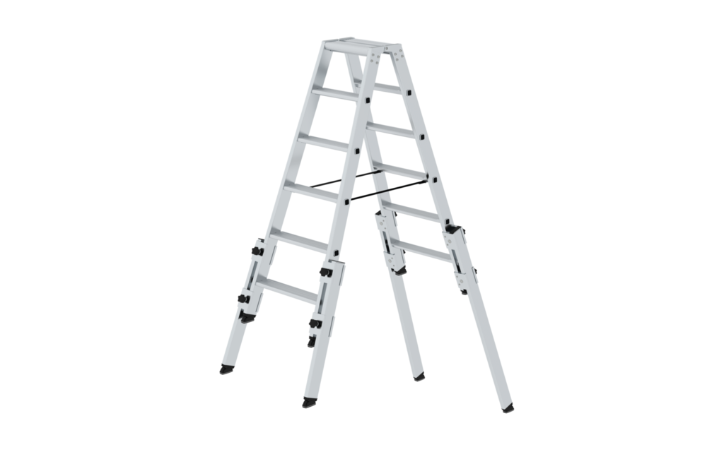 Aluminium telescopische dubbele trap, 2x6 treden