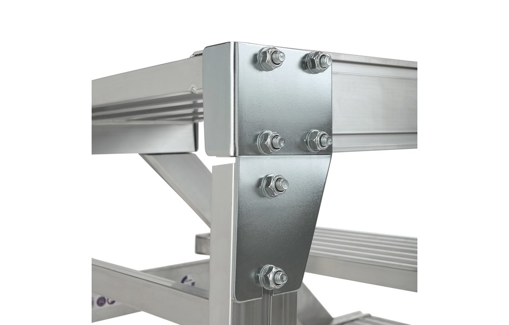 Montagetrap, 2 aluminium treden, met leuning