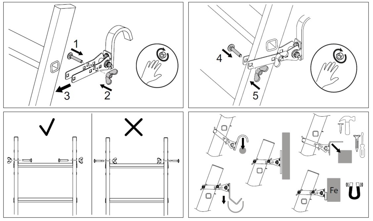 Munk Ladderborgingsset met Ø 50 mm haken Munk Ladderborgingsset met Ø 50 mm haken