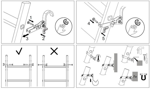 Munk Ladderborgingsset met Ø 50 mm haken Munk Ladderborgingsset met Ø 50 mm haken