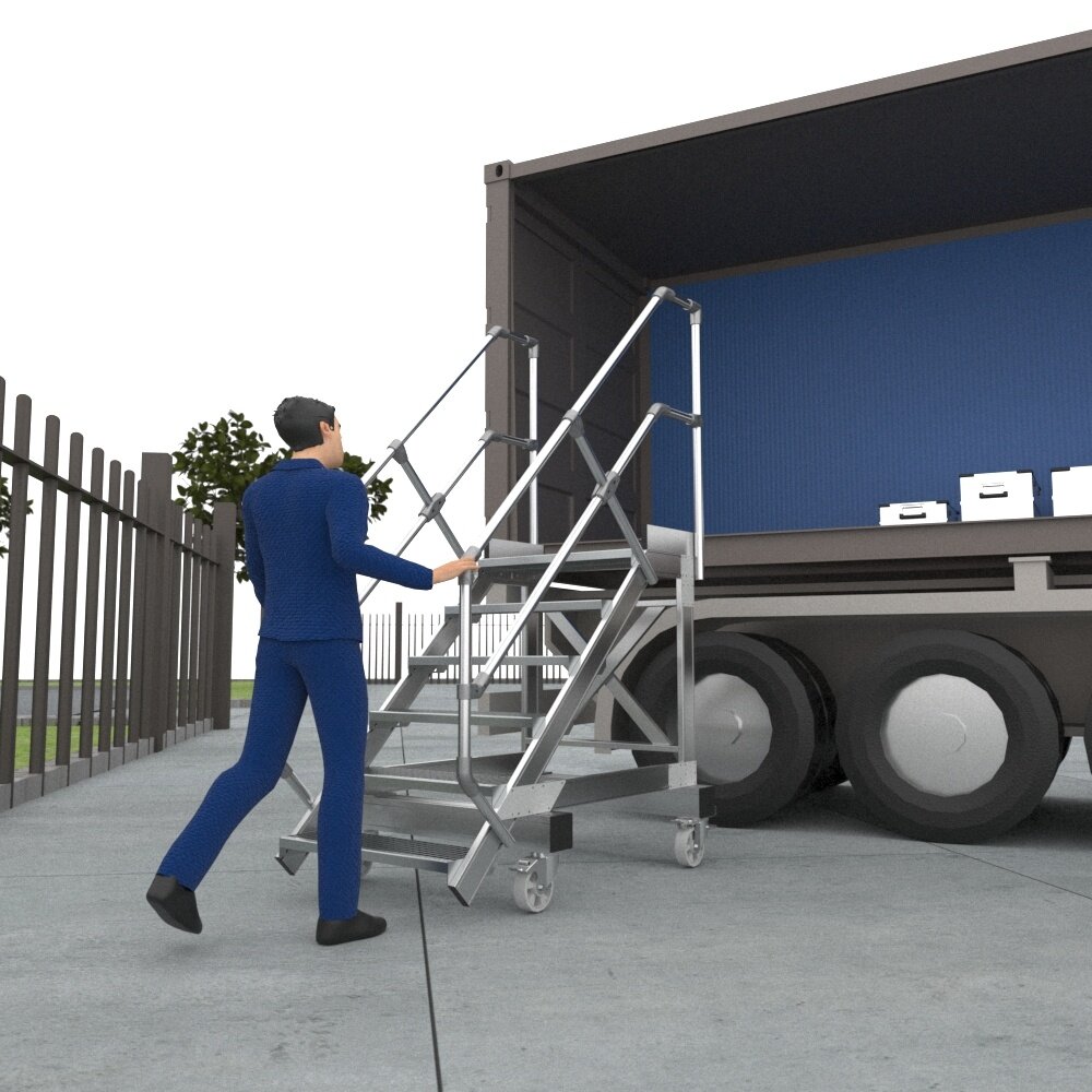 Munk Aluminium verrijdbare trailertrap met kunststof platform