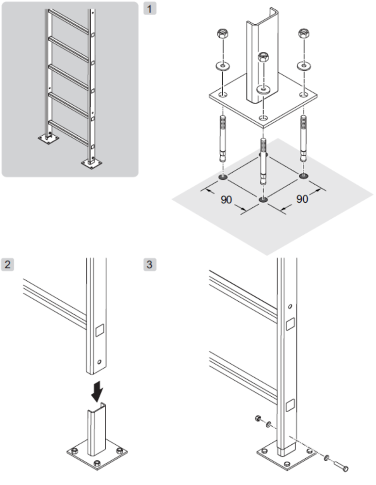 Munk Staalverzinkte voetplaat voor kooiladder