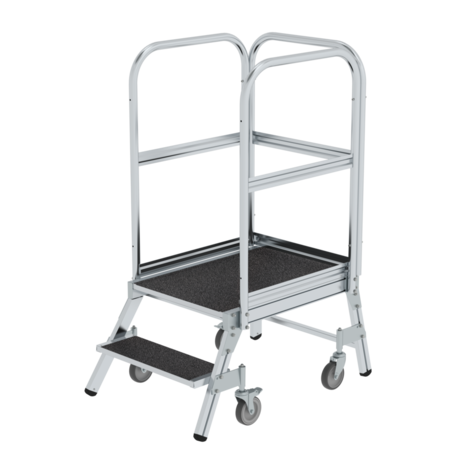 Roossien Verrijdbare bordestrap, 2 treden (anti-slip R13 Korund)