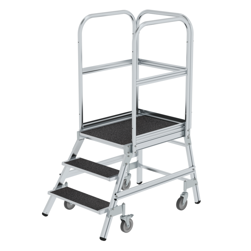 Roossien Verrijdbare bordestrap, 3 treden (anti-slip R13 Korund)