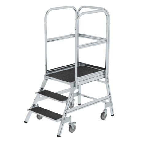 Roossien Verrijdbare bordestrap, 3 treden (anti-slip R13 Korund)