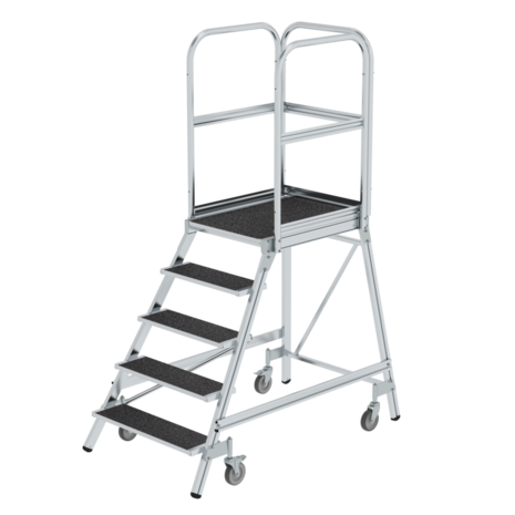 Roossien Verrijdbare bordestrap, 5 treden (anti-slip R13 Korund)