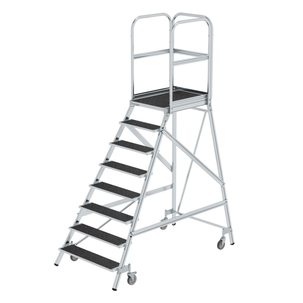 Roossien Verrijdbare bordestrap, 8 treden (anti-slip R13 Korund)