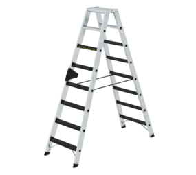 Munk Aluminium dubbele trap 2x8 treden, 250kg belastbaar (anti-slip R13 Korund) Munk Aluminium dubbele trap 2x8 treden, 250kg belastbaar (anti-slip R13 Korund)