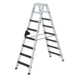 Munk Aluminium dubbele trap 2x8 treden, 250kg belastbaar (anti-slip R13 Korund) Munk Aluminium dubbele trap 2x8 treden, 250kg belastbaar (anti-slip R13 Korund)