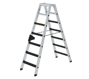 Munk Aluminium dubbele trap 2x7 treden, 250kg belastbaar (anti-slip R13 Korund) Munk Aluminium dubbele trap 2x7 treden, 250kg belastbaar (anti-slip R13 Korund)