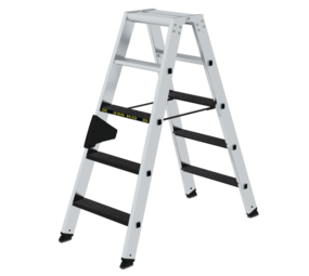 Munk Aluminium dubbele trap 2x5 treden, 250kg belastbaar (anti-slip R13 Korund) Munk Aluminium dubbele trap 2x5 treden, 250kg belastbaar (anti-slip R13 Korund)