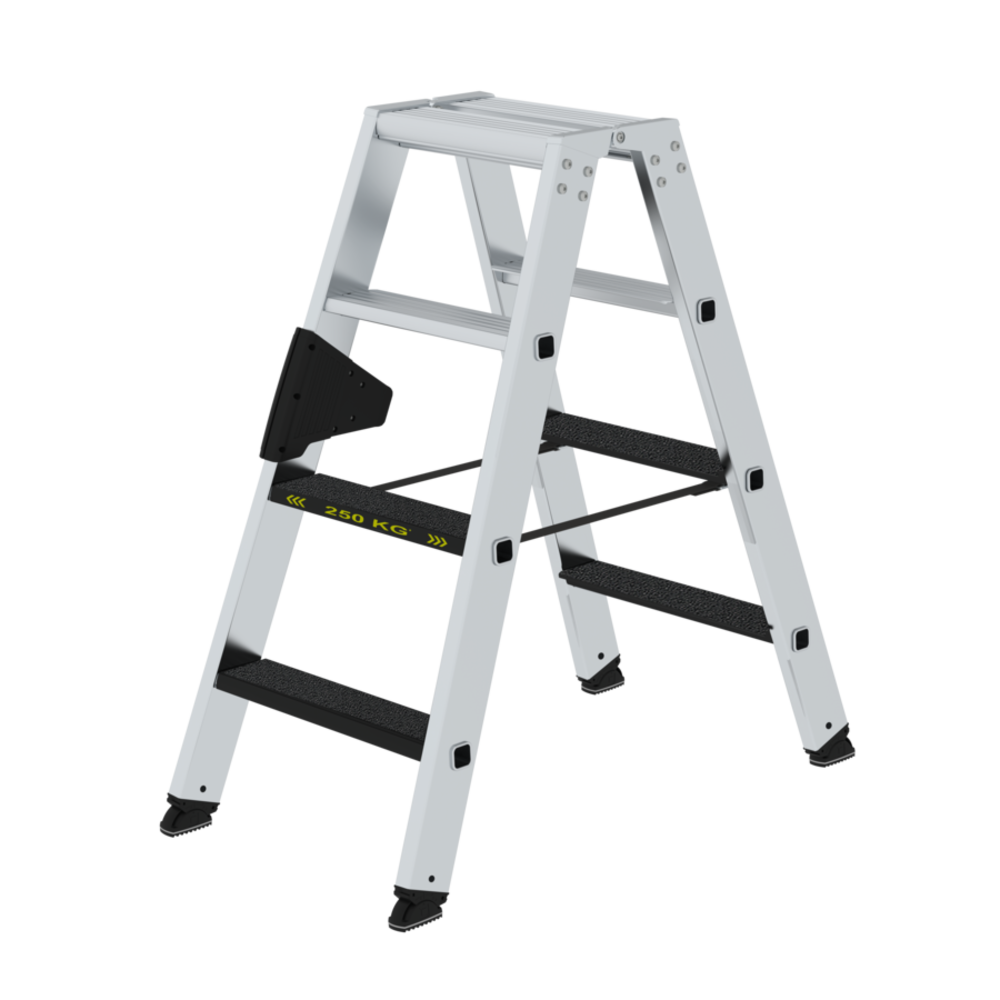 Roossien Aluminium dubbele trap 2x4 treden, 250kg belastbaar (anti-slip R13 Korund)