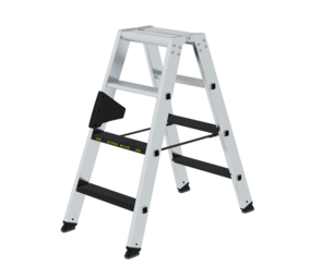 Munk Aluminium dubbele trap 2x4 treden, 250kg belastbaar (anti-slip R13 Korund) Munk Aluminium dubbele trap 2x4 treden, 250kg belastbaar (anti-slip R13 Korund)