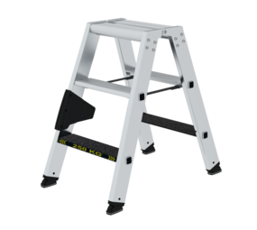 Munk Aluminium dubbele trap 2x3 treden, 250kg belastbaar (anti-slip R13 Korund) Munk Aluminium dubbele trap 2x3 treden, 250kg belastbaar (anti-slip R13 Korund)