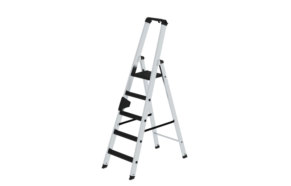 Aluminium industrietrap 5 treden, 250kg belastbaar (anti-slip R13 Korund)