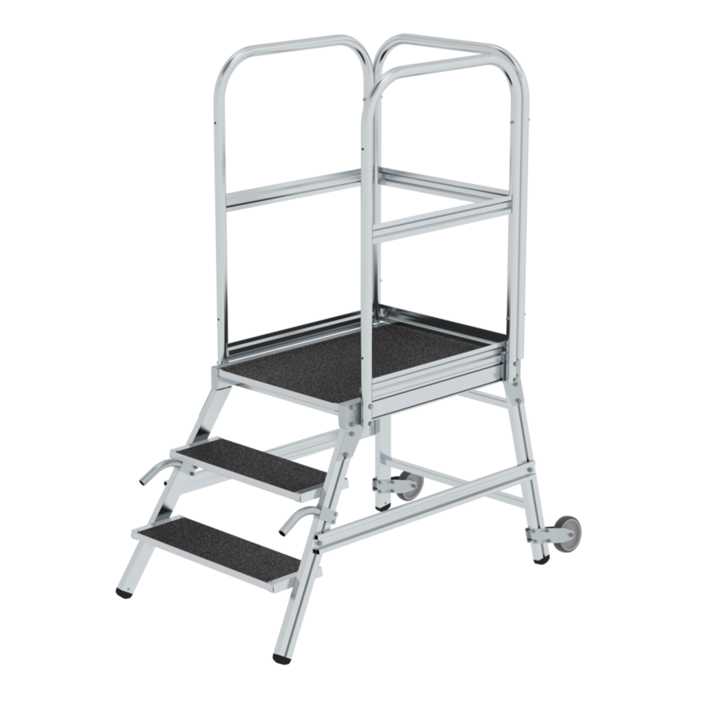 Munk Aluminium verrijdbare bordestrap 3 treden met handgrepen (anti-slip R13 Korund) Munk Aluminium verrijdbare bordestrap 3 treden met handgrepen (anti-slip R13 Korund)