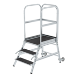 Munk Aluminium verrijdbare bordestrap 3 treden met handgrepen (anti-slip R13 Korund)