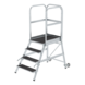 Roossien Aluminium verrijdbare bordestrap 4 treden met handgrepen (anti-slip R13 Korund)