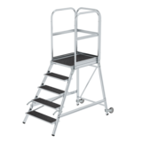 Roossien Aluminium verrijdbare bordestrap 5 treden met handgrepen (anti-slip R13 Korund)