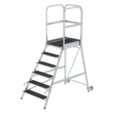 Roossien Aluminium verrijdbare bordestrap 6 treden met handgrepen (anti-slip R13 Korund)