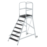 Munk Aluminium verrijdbare bordestrap 7 treden met handgrepen (anti-slip R13 Korund)