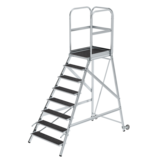 Roossien Aluminium verrijdbare bordestrap 8 treden met handgrepen (anti-slip R13 Korund)