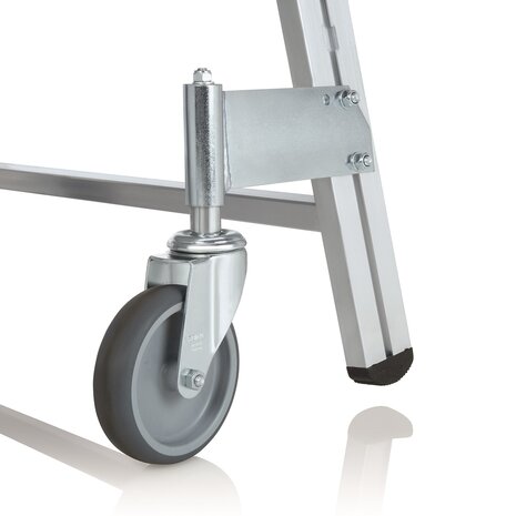 Roossien Aluminium verrijdbare bordestrap 4 treden met handgrepen (anti-slip R13 Korund)