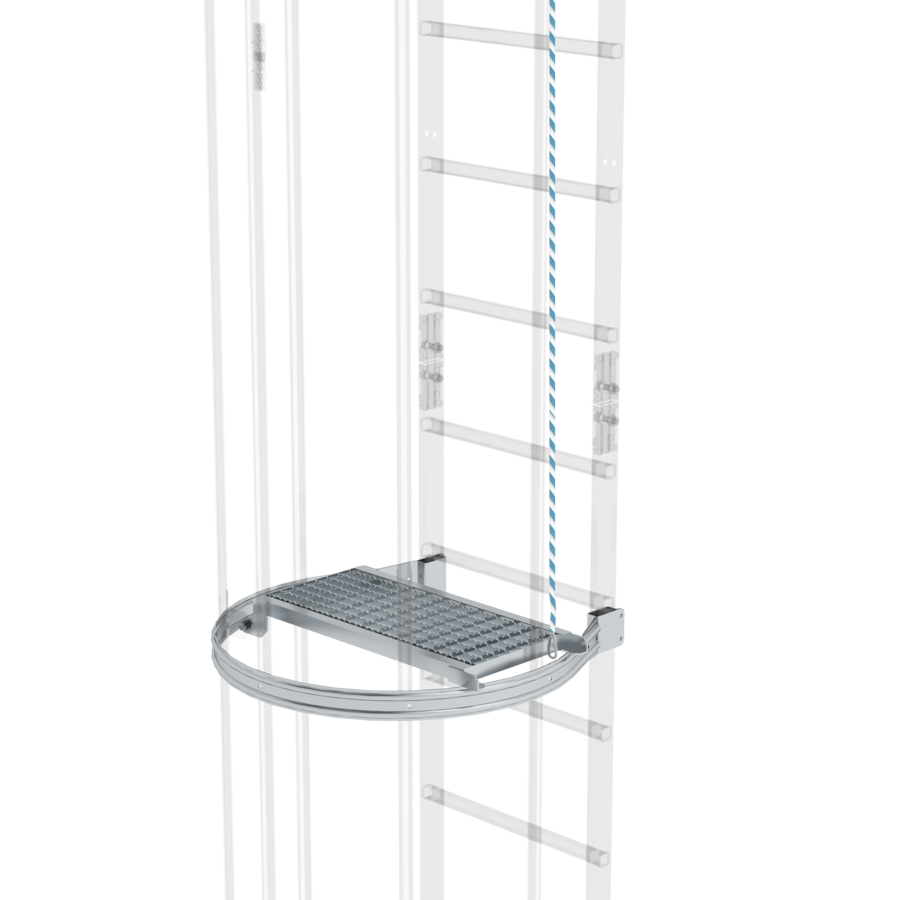 Klapbaar bordes voor kooiladder — Kooiladder accessoires van Ladder.nl