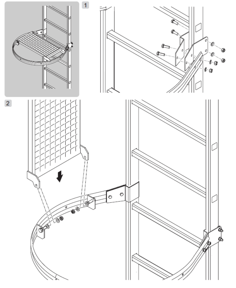 Klapbaar bordes voor kooiladder — Kooiladder accessoires van Ladder.nl ...