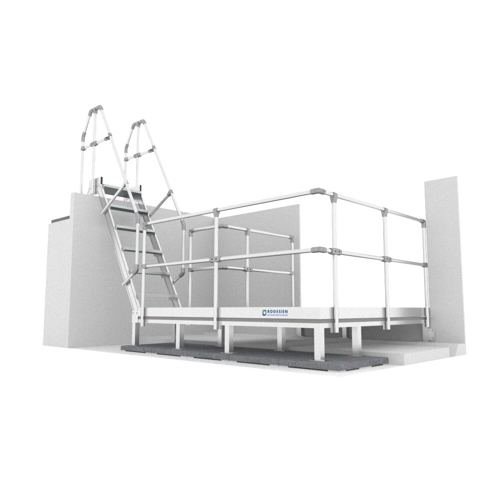 Roossien Aluminium brugtrap met uitloopbordes Roossien Aluminium brugtrap met uitloopbordes