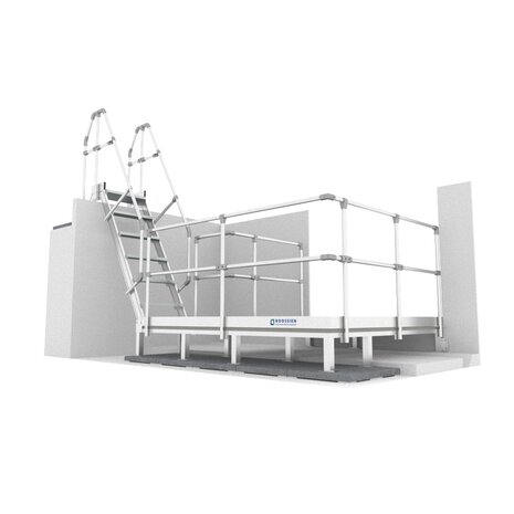Roossien Aluminium brugtrap met uitloopbordes Roossien Aluminium brugtrap met uitloopbordes