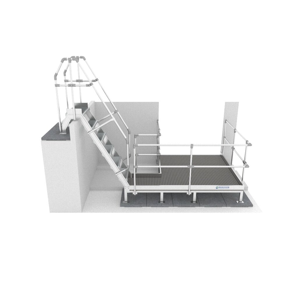 Roossien Aluminium brugtrap met uitloopbordes Roossien Aluminium brugtrap met uitloopbordes