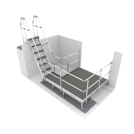 Roossien Aluminium brugtrap met uitloopbordes Roossien Aluminium brugtrap met uitloopbordes