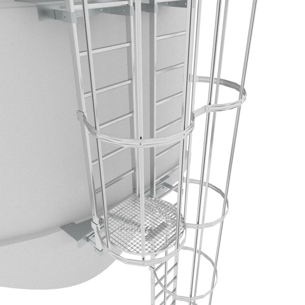 Roossien Kooiladder voor silo met verspringing Roossien Kooiladder voor silo met verspringing