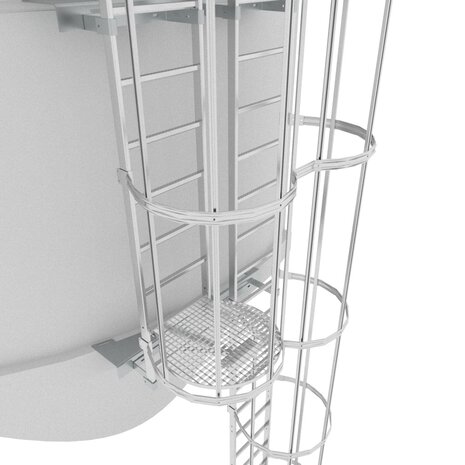 Roossien Kooiladder voor silo met verspringing Roossien Kooiladder voor silo met verspringing