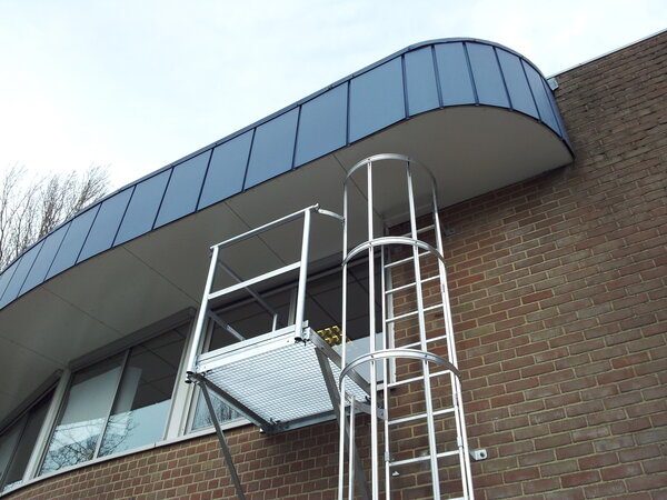 Roossien Kooiladder met zijwaarts bordes