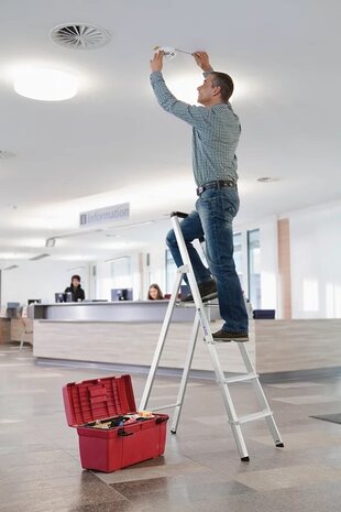 Roossien Aluminium geanodiseerde industrietrap, 4 treden, type ML