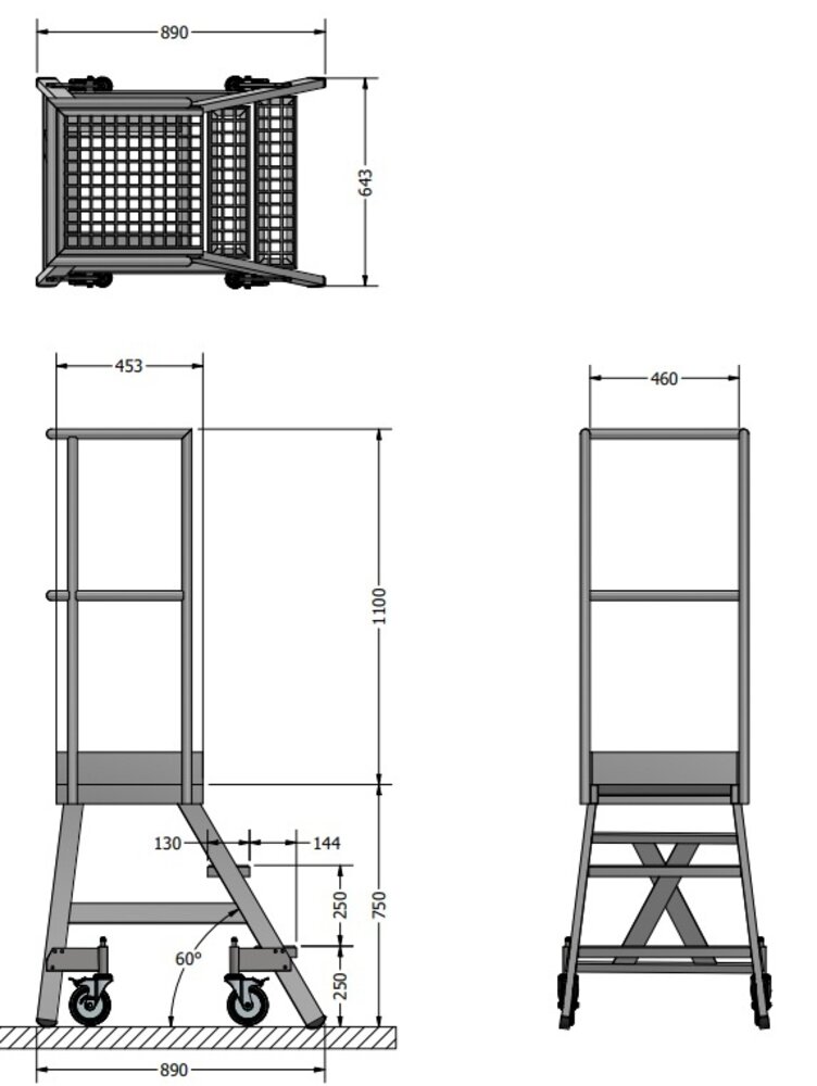 Roossien Maatwerk 'mini' verrijdbare bordestrap Roossien Maatwerk 'mini' verrijdbare bordestrap