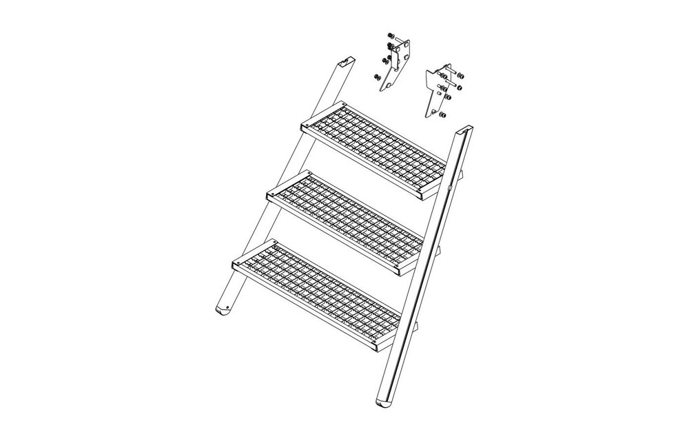 Aluminium trapdeel 4 staalverzinkte treden voor bordestrappen (spare part)