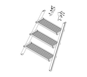 Roossien Aluminium trapdeel 4 staalverzinkte treden voor bordestrappen (spare part)