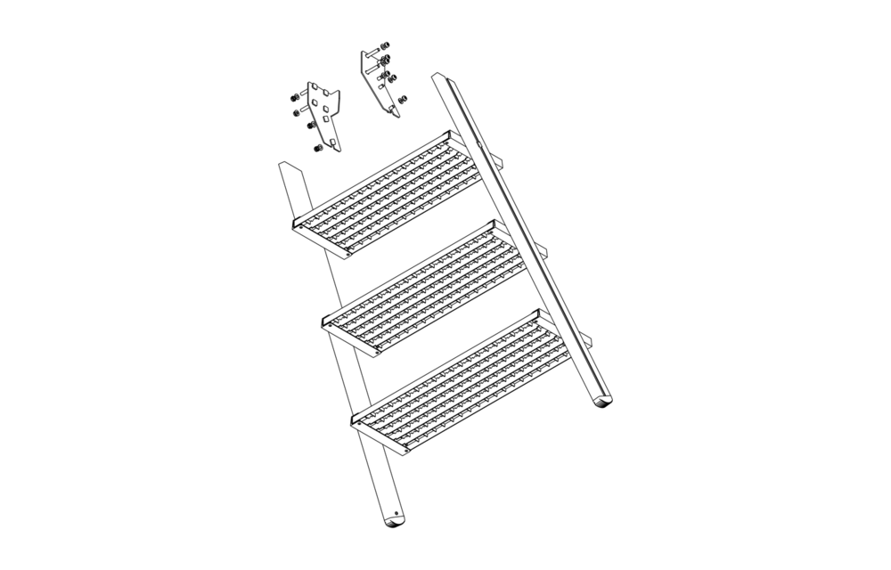 Aluminium trapdeel 4 staalverzinkte treden voor bordestrappen (spare part)
