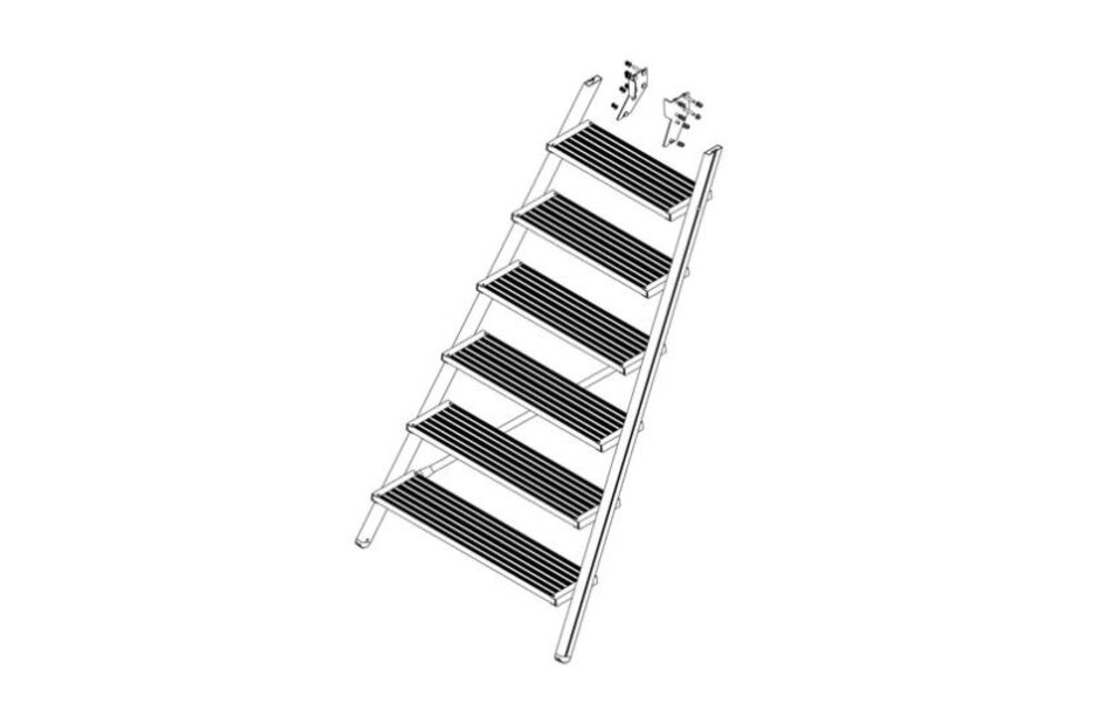 Aluminium trapdeel 7 treden voor bordestrappen (spare part)