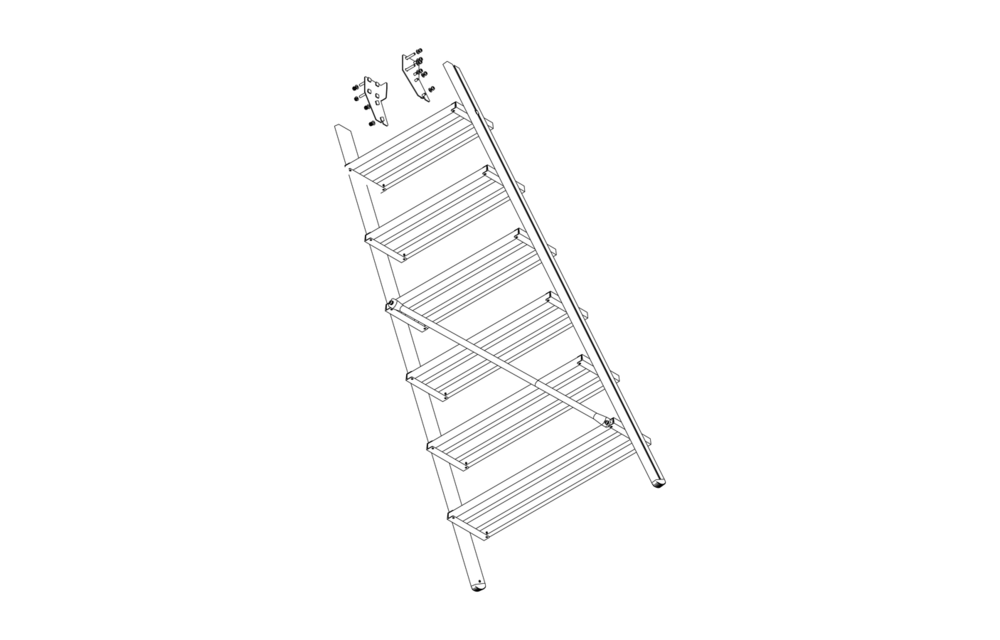 Aluminium trapdeel 7 treden voor bordestrappen (spare part)