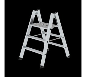 Roossien Aluminium dubbelzijdige klaptrap met platform, 2x3 treden