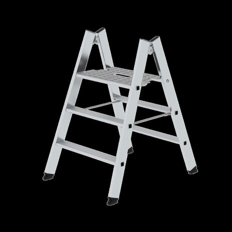 Roossien Aluminium dubbelzijdige klaptrap met platform, 2x3 treden