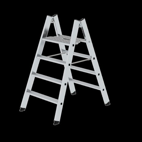 Roossien Aluminium dubbelzijdige klaptrap met platform, 2x4 treden