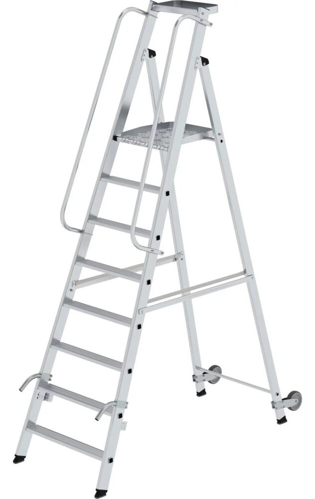 Roossien Verrijdbare platformtrap met 8 treden en leuning